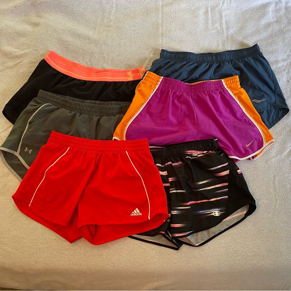 COPY - Lot of 6 running shorts - Nike, Under Armour, Saucony, Adidas, & Champion